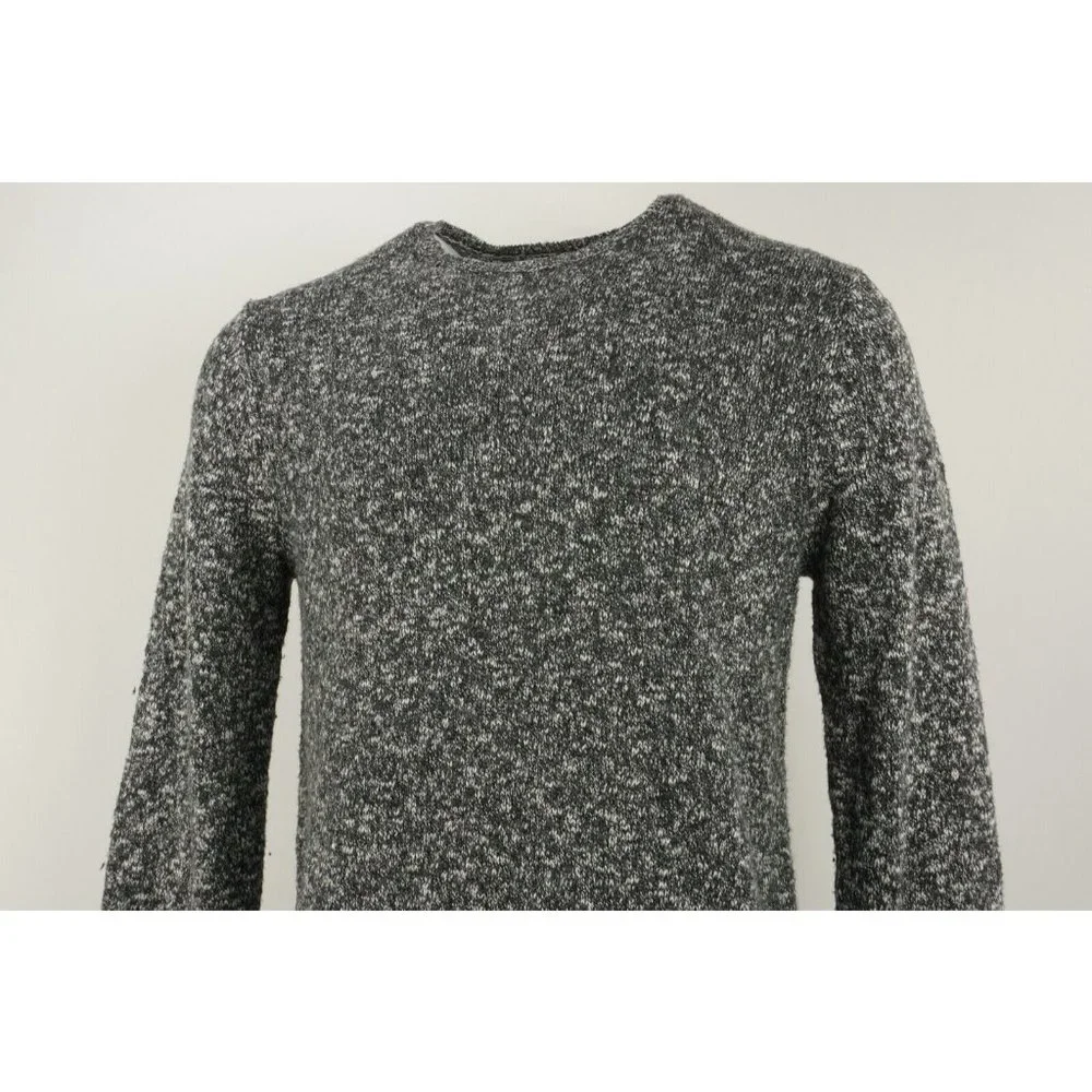 Calibrate Men's Large Gray White Wool Cotton Knit Melange‎ Slub Crewneck Sweater